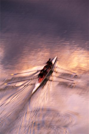 sculling boat view from above - Rowing at Dusk Stock Photo - Rights-Managed, Code: 700-00163723