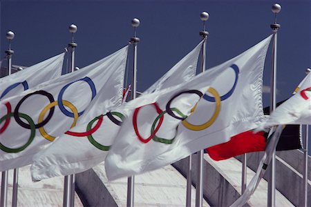 flag pole row - Olympic Flags Foto de stock - Con derechos protegidos, Código: 700-00163732