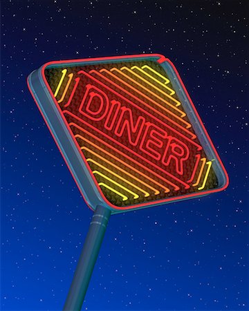 simsearch:694-03693899,k - Neon Diner Sign Fotografie stock - Rights-Managed, Codice: 700-00178731