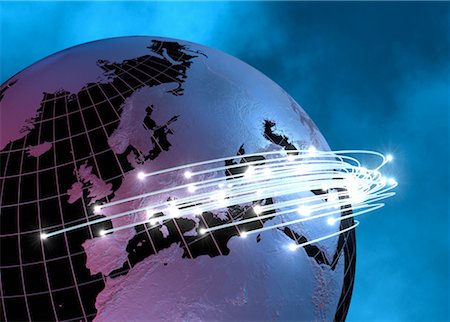 simsearch:700-00067124,k - Globe Surrounded by Fiber Optics Cables Stock Photo - Rights-Managed, Code: 700-00170082