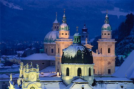 salzburg at night with snow - Salzburg, Austria Stock Photo - Rights-Managed, Code: 700-00184604