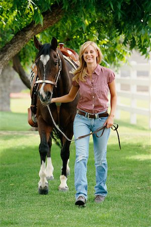 Woman Walking Horse Stock Photo - Rights-Managed, Code: 700-00185588