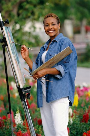 Woman Painting in Garden Stock Photo - Rights-Managed, Code: 700-00185582