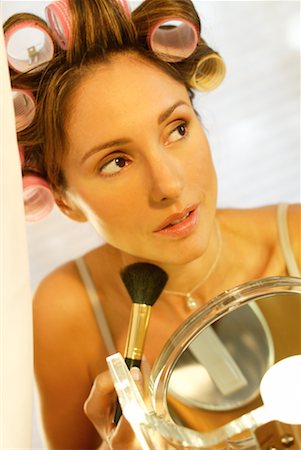 Woman Applying Blush Stock Photo - Rights-Managed, Code: 700-00186165
