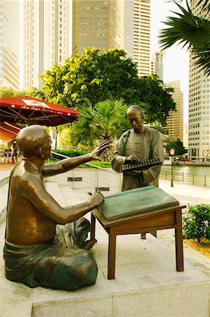 simsearch:841-02946320,k - Statues at North Boat Quay Singapore Fotografie stock - Rights-Managed, Codice: 700-00186214