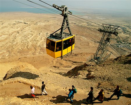 desert hikers - Cable Car and Hikers Judean Desert, Israel Stock Photo - Rights-Managed, Code: 700-00186732