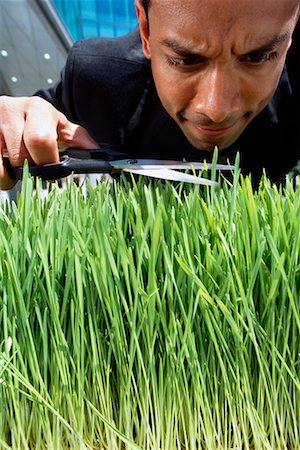 simsearch:700-01633292,k - Businessman Trimming Grass Stock Photo - Rights-Managed, Code: 700-00183894