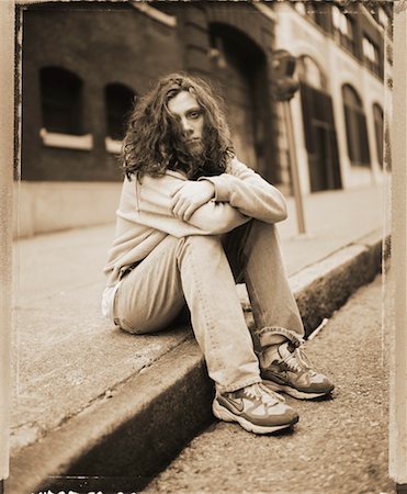 depressed woman in the street - Portrait of Woman Stock Photo - Rights-Managed, Code: 700-00194366