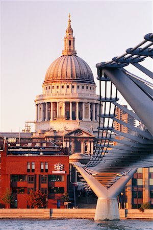 St Paul's Cathedral and Millennium Bridge London, England Stock Photo - Rights-Managed, Code: 700-00195781