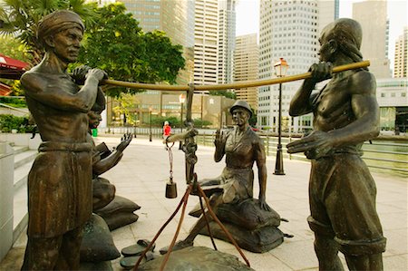 simsearch:841-02946320,k - Statues at North Boat Quay Singapore Fotografie stock - Rights-Managed, Codice: 700-00195909