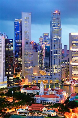 singapore building in the evening - Skyline Singapore Stock Photo - Rights-Managed, Code: 700-00195930