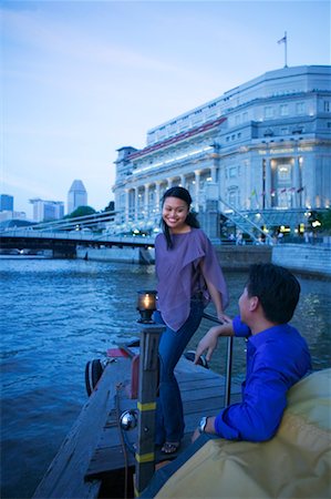 singapore building in the evening - Couple on Bumboat Singapore River, Singapore Stock Photo - Rights-Managed, Code: 700-00195956