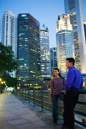 singapore building in the evening - Couple Singapore Stock Photo - Rights-Managed, Code: 700-00195958