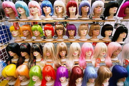 Wig Display Soho, New York, New York, USA Foto de stock - Con derechos protegidos, Código: 700-00196041