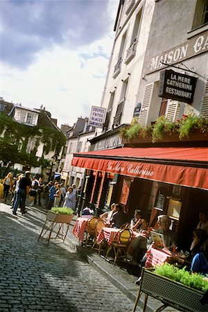 paris street scenes montmartre - People at Outdoor Cafe Montmartre, Paris, France Stock Photo - Rights-Managed, Code: 700-00196192