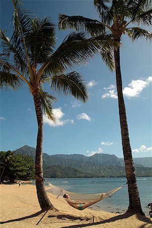 Girl in Hammock on Beach Princeville, Kauai, Hawaii, USA Stock Photo - Rights-Managed, Code: 700-00196246