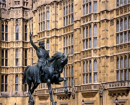 simsearch:700-00556670,k - Statue de Richard cœur de lion en face des édifices du Parlement de Londres, Angleterre Photographie de stock - Rights-Managed, Code: 700-00196741