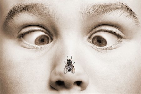 Enfant avec une mouche sur le nez Photographie de stock - Rights-Managed, Code: 700-00197265