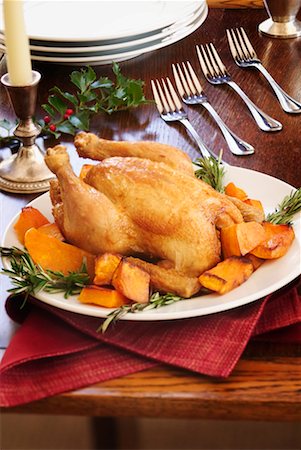 festival and chicken meal photo - Chicken, Yams and Rosemary Stock Photo - Rights-Managed, Code: 700-00198037