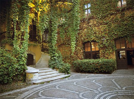 Vines and Mosaic in Courtyard Budapest, Hungary Stock Photo - Rights-Managed, Code: 700-00198693