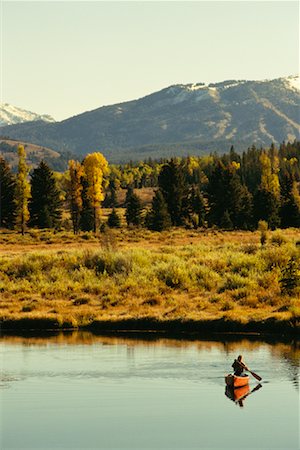 secluded lake woman - Woman Canoeing Stock Photo - Rights-Managed, Code: 700-00199713