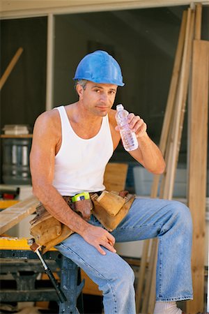 Construction Worker Drinking Bottled Water Stock Photo - Rights-Managed, Code: 700-00190823