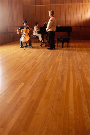 piano practice - Students Playing Cello and Piano For Teacher Stock Photo - Rights-Managed, Code: 700-00190878