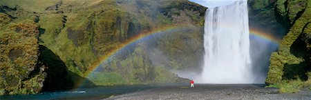 Person at Edge of Waterfal Skogafoss Waterfall Iceland Stock Photo - Rights-Managed, Code: 700-00262924