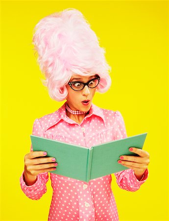 funny wig woman - Woman Reading a Book Stock Photo - Rights-Managed, Code: 700-00263029