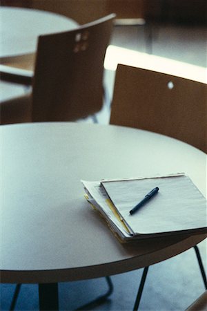empty school chair - Notepad on Cafeteria Table Stock Photo - Rights-Managed, Code: 700-00270158