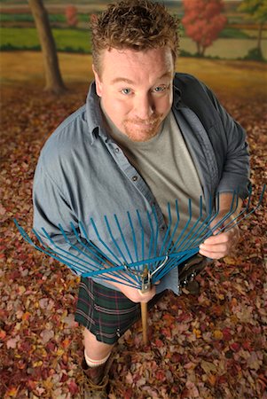 fat man with goatee - Man with a Rake Stock Photo - Rights-Managed, Code: 700-00270215