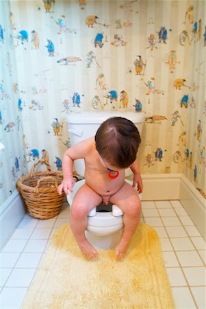 potty-training - Toddler on Toilet Stock Photo - Rights-Managed, Code: 700-00284858