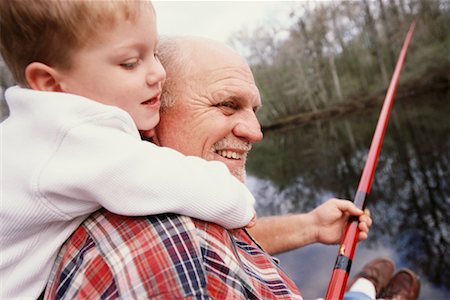 Grand-père et pêche de petit-fils Photographie de stock - Rights-Managed, Code: 700-00285245