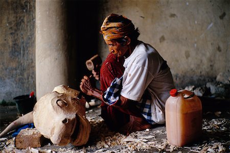 Man Carving Wood Bali Indonesia Stock Photo - Rights-Managed, Code: 700-00285410