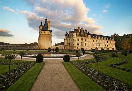 simsearch:700-00328889,k - Le château et le jardin château Chenonceau France Photographie de stock - Rights-Managed, Code: 700-00285781