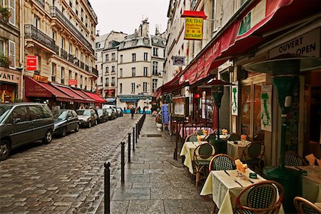 sidewalk cafe empty - Sidewalk Cafe Latin Quarter Paris France Stock Photo - Rights-Managed, Code: 700-00285793