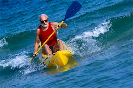 senior citizens kayaking - Man Kayaking Stock Photo - Rights-Managed, Code: 700-00285919