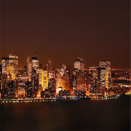 New York City Skyline at Night New York, USA Stock Photo - Rights-Managed, Code: 700-00280971