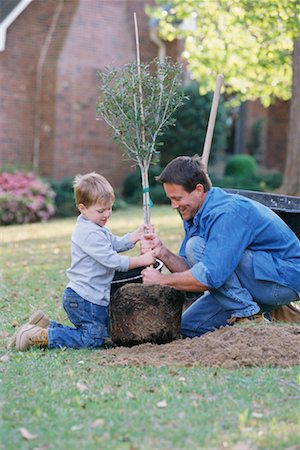 people workers tending tree - Father and Son Stock Photo - Rights-Managed, Code: 700-00318394