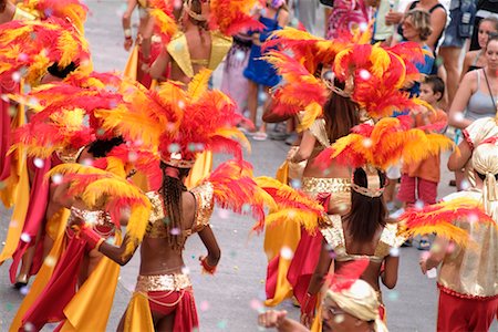 feathered headdress dancer - Mardi Gras Festival St. Barthelemy, French West Indies Stock Photo - Rights-Managed, Code: 700-00318558