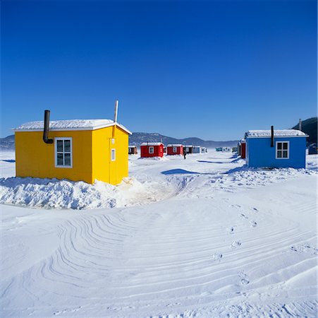 quebec winter - Ice Fishing Cabins Stock Photo - Rights-Managed, Code: 700-00345437