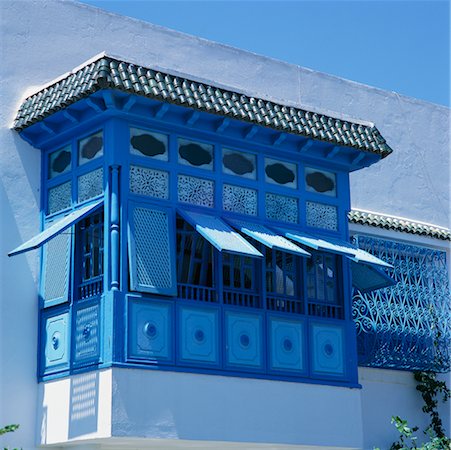 sidi bou said - Tunisian Balcony Sidi Bou Said, Tunisia, Africa Foto de stock - Con derechos protegidos, Código: 700-00349939