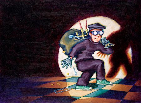 robber full body - Thief in Spotlight Stock Photo - Rights-Managed, Code: 700-00342206