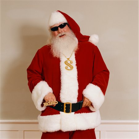 rappers necklaces for men - Hip Hop Santa Stock Photo - Rights-Managed, Code: 700-00342334