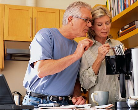 simsearch:700-00514891,k - Couple Making Coffee in Kitchen Stock Photo - Rights-Managed, Code: 700-00343362