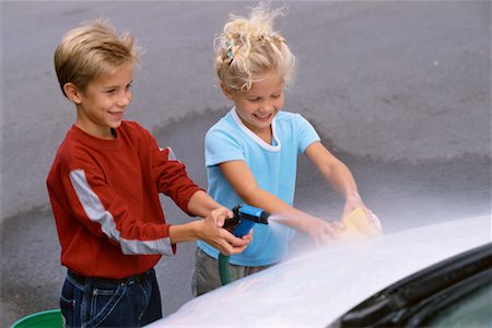 family car wash - Children Washing Car Stock Photo - Rights-Managed, Code: 700-00357418
