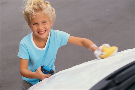 Girl Washing Car Stock Photo - Rights-Managed, Code: 700-00357419