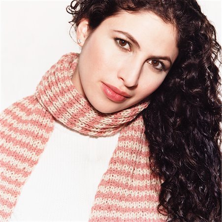 scarf curly woman - Portrait of Woman Stock Photo - Rights-Managed, Code: 700-00357627