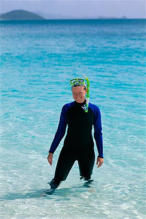 queensland and watersport - Woman Snorkeling Whitehaven Beach, Queensland Australia Stock Photo - Rights-Managed, Code: 700-00350536