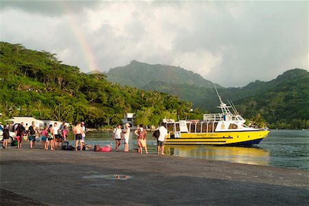 Maupiti Express, Trans-Island Commuter Boat, Huahine Lagoon, French Polynesia Stock Photo - Rights-Managed, Code: 700-00365650